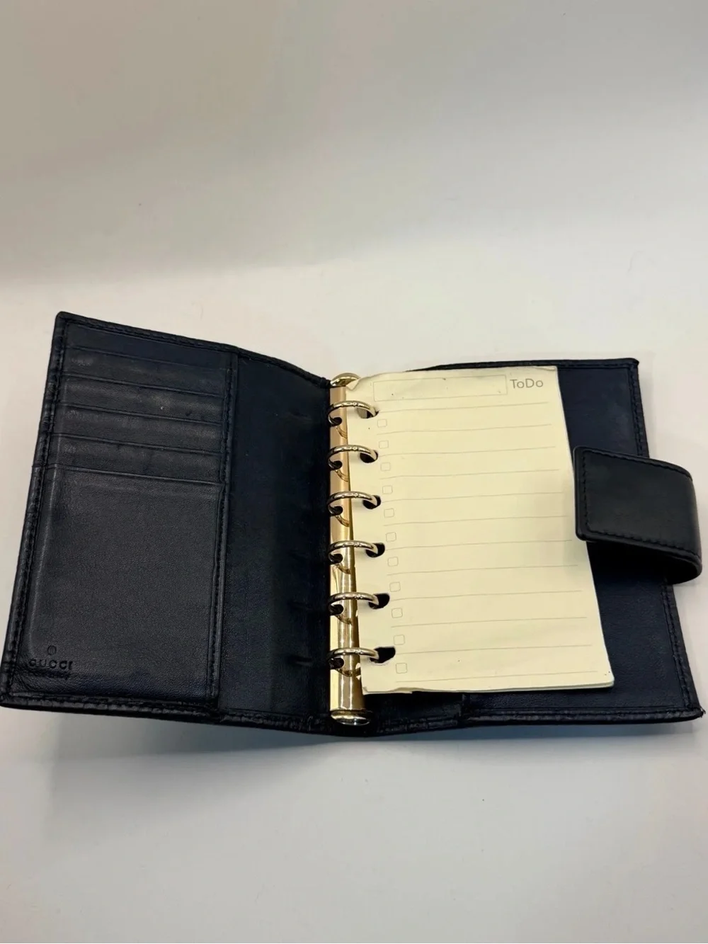 Gucci Guccissima Leather Agenda Planner Wallet Black Men’s Organizer